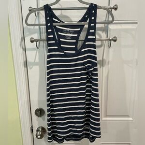 American Eagle Outfitters Navy and White Striped Tank Top